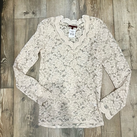 BKE Tops - New with tags ✨ red by BKE Lace Long Sleeve Top